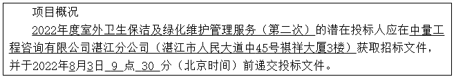 2022年度室外卫生保洁及绿化维护管理服务（第二次）招标公告(图1)